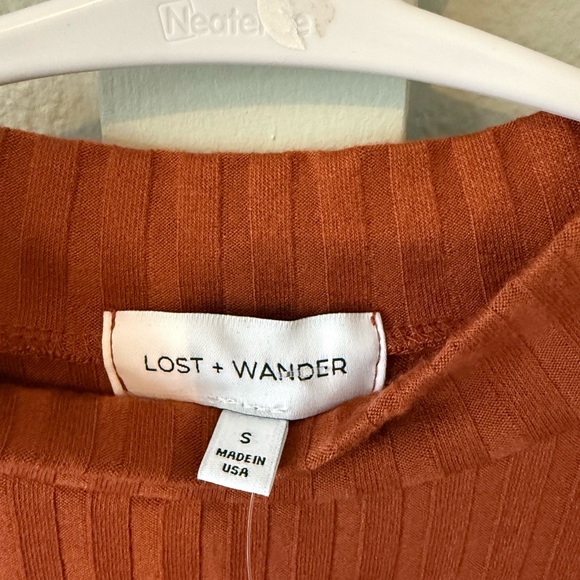 Lost + Wander Ribbed Ruffle Dress in Rust - Picture 2 of 3